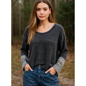 American Able Boho Chic Long Sleeve Knit Ethnic Cuff Thermal Top size M Western